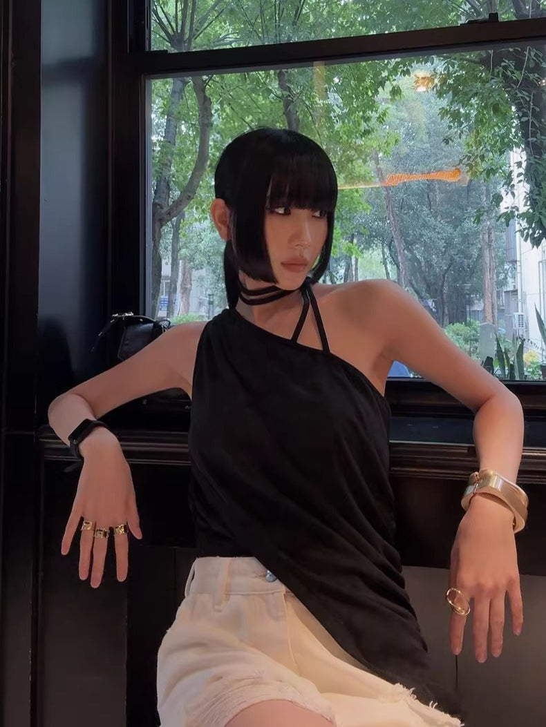 Raw-Hem A-Line Denim Shorts