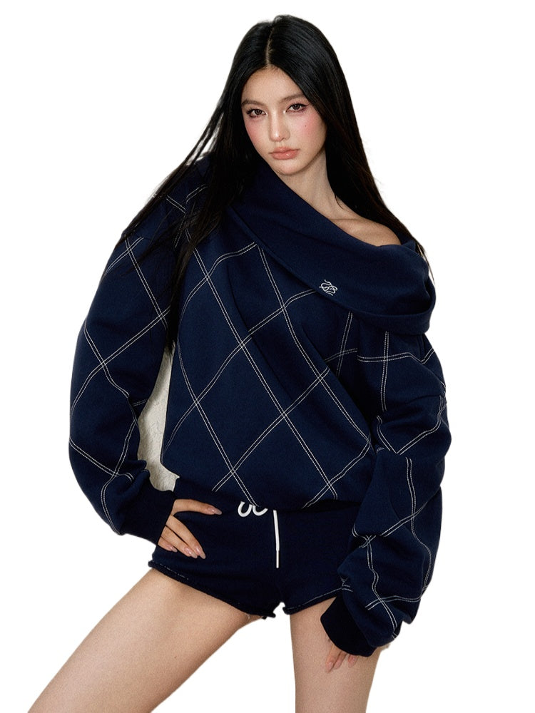 Off-Shoulder Asymmetrical Neckline Hoodie - CHINASQUAD