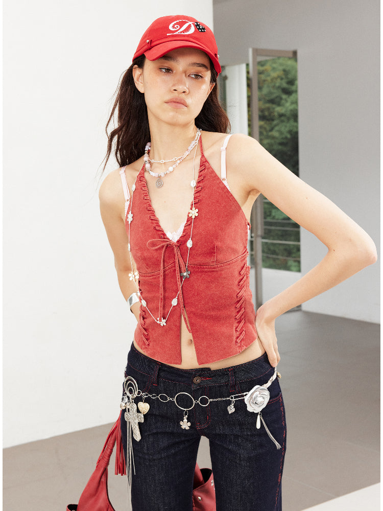Cross Backless Fishbone Corset V-Neck Tank Top - CHINASQUAD
