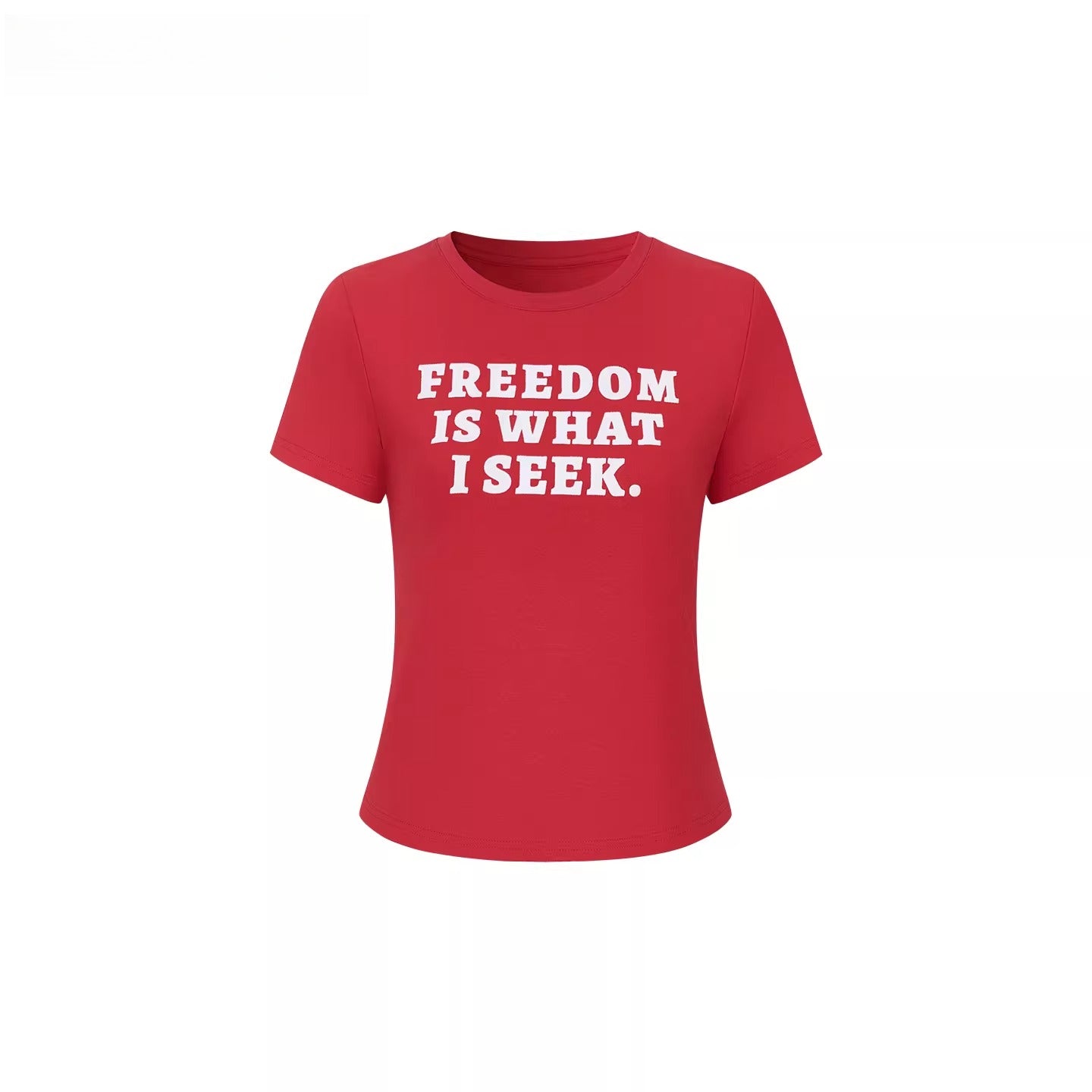 Slogan Graphic Red Cropped T-Shirt