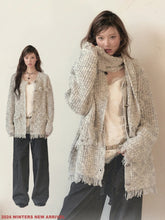 Frayed Edges Wool Mid-Length Knit Cardigan - CHINASQUAD