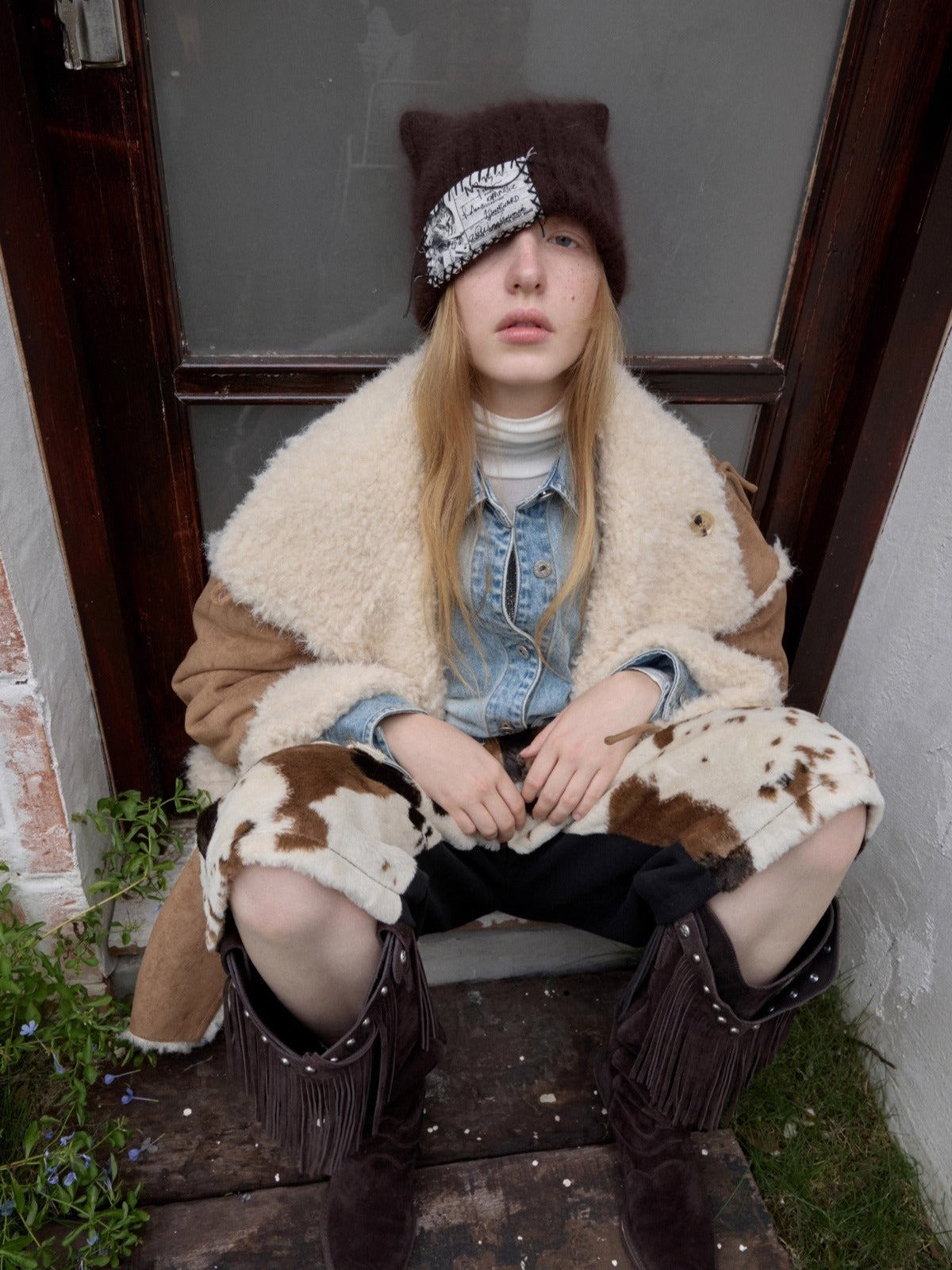 Toggle Collar Reversible Shearling Jacket