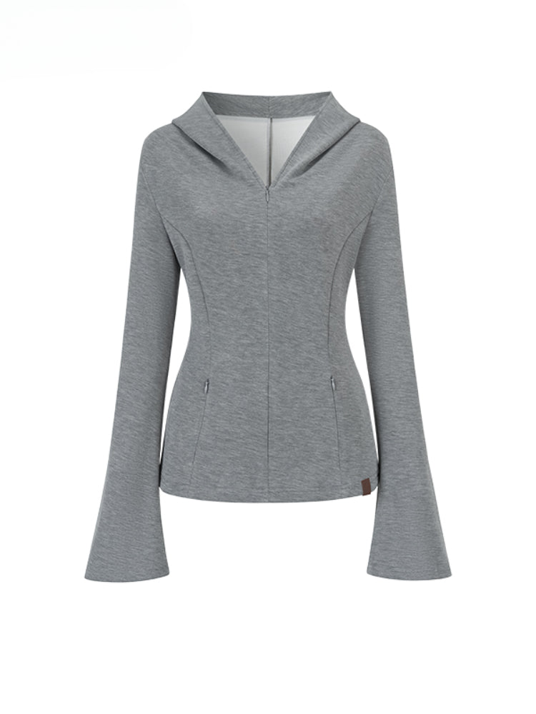 Flared Sleeve Waist-cinched Hooded Jacket - CHINASQUAD