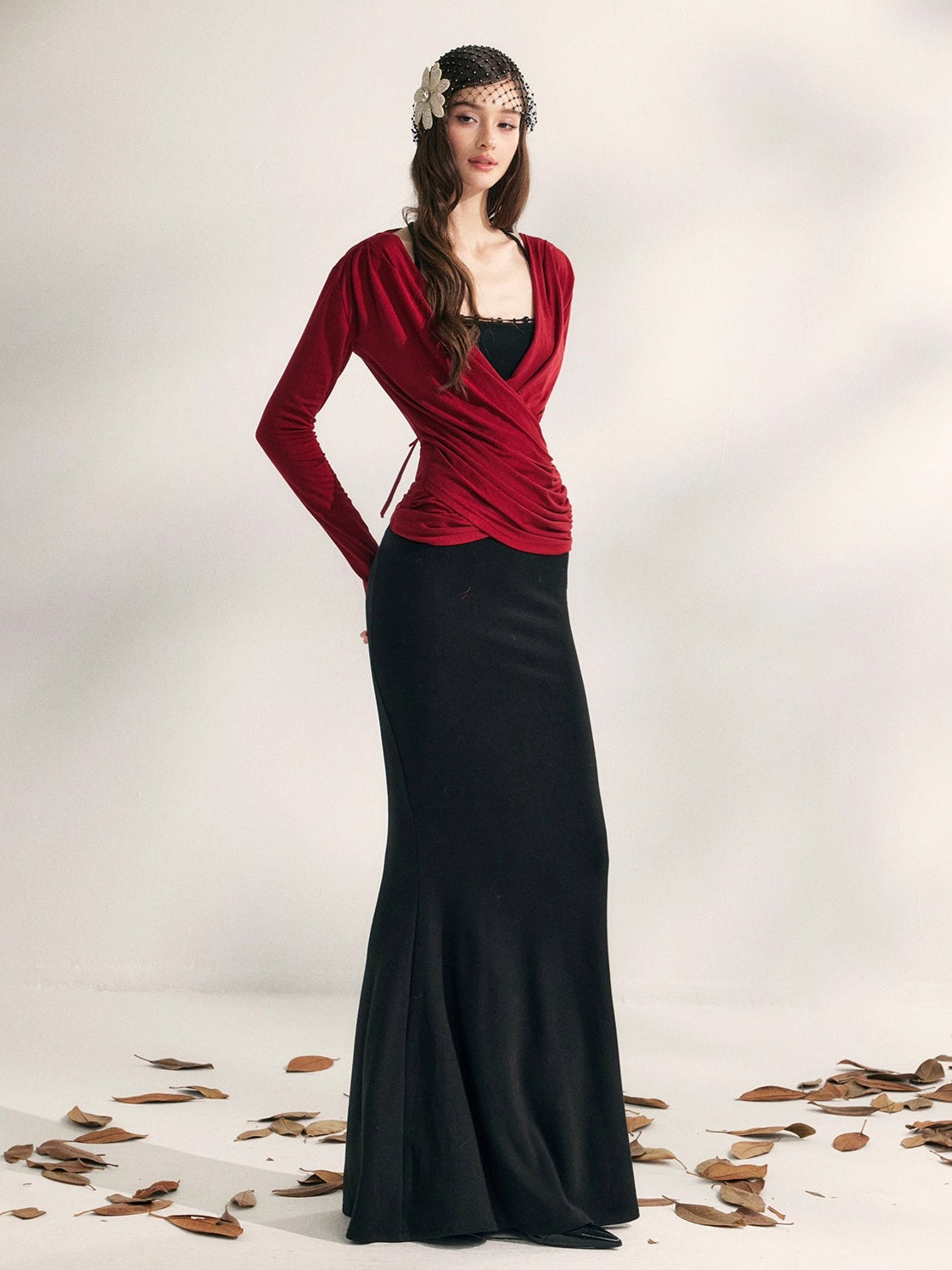 Jasmine Beaded Halter Knit Mermaid Dress