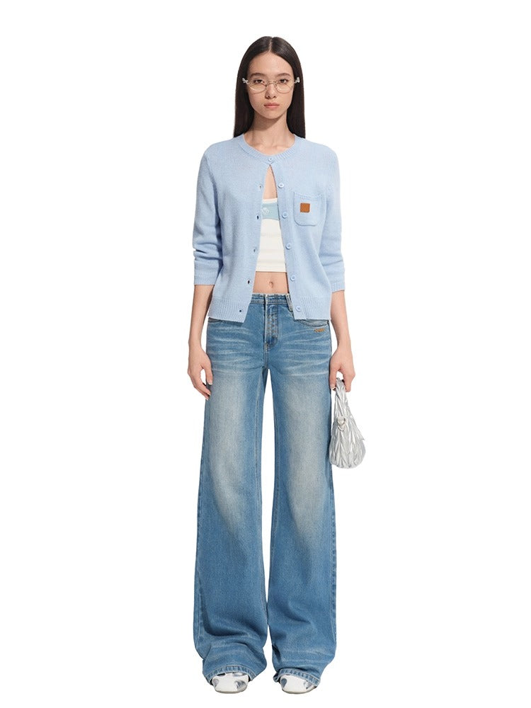 Cashmere Round Neck Regular Shoulder Cardigan - CHINASQUAD
