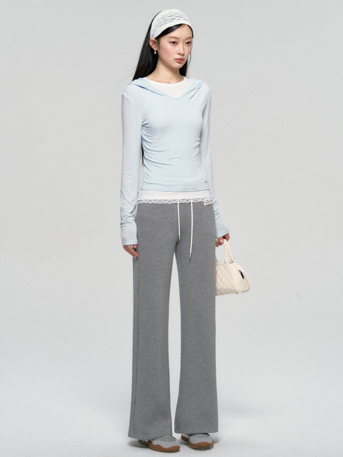 Dual-Layer Hooded Lace Trim Top - CHINASQUAD