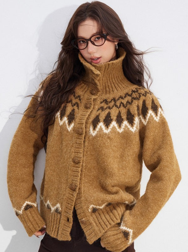 Fair Isle Wool-Blend Collared Knit Sweater