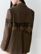Wool Plaid Patchwork Mid-Length Coat - CHINASQUAD