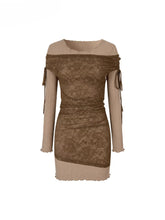 Two-Piece Look Contrast Color Lace Dress - CHINASQUAD