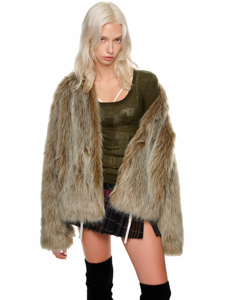 Faux Fox Fur Short Coat - CHINASQUAD