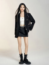 Black & Gray High-waisted Vintage-style Skirt - CHINASQUAD