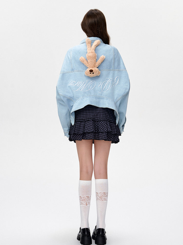 Convertible Denim Jacket with Puff Sleeves - CHINASQUAD