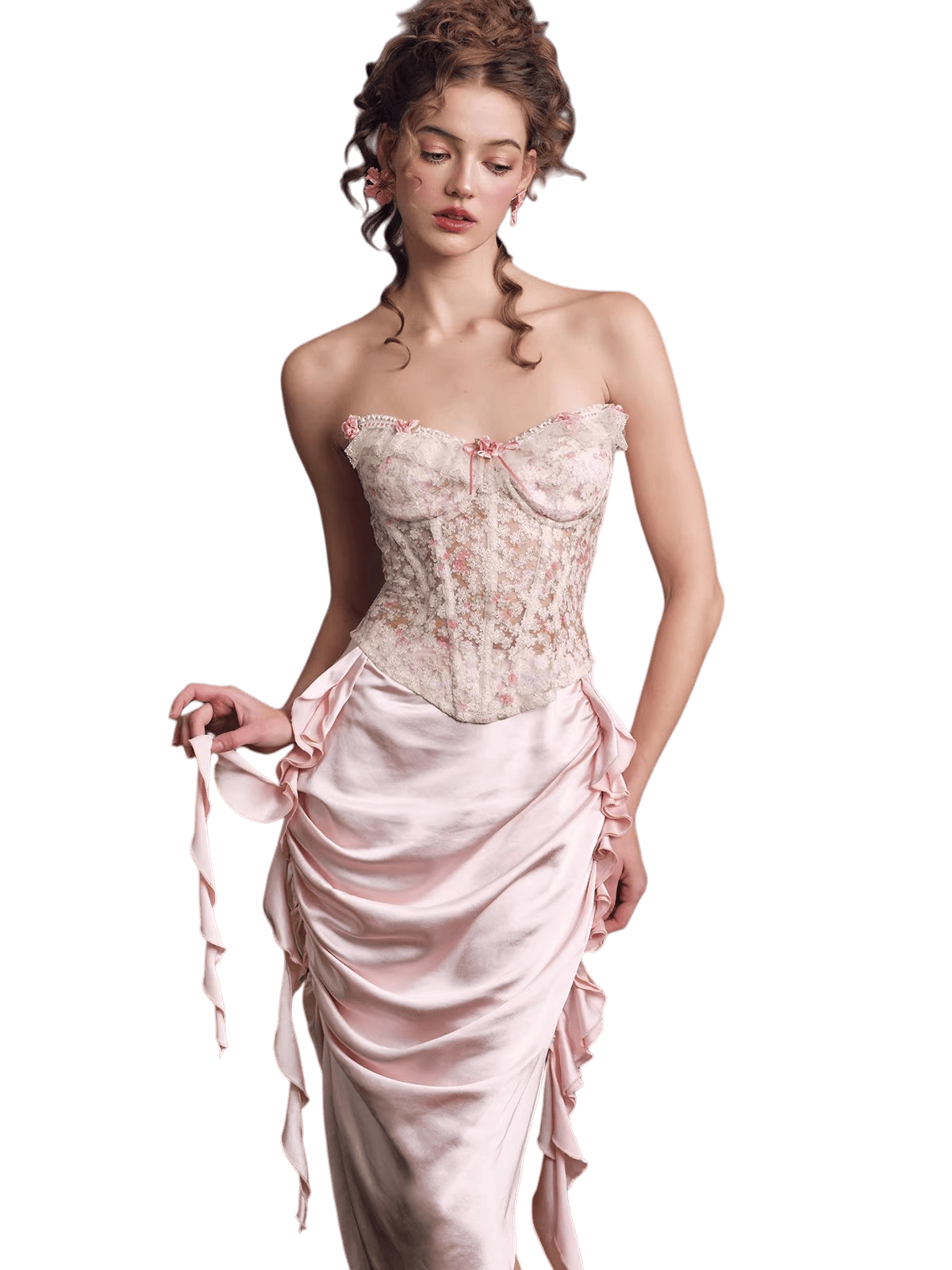 French Couture Lace Bustier & Skirt Set