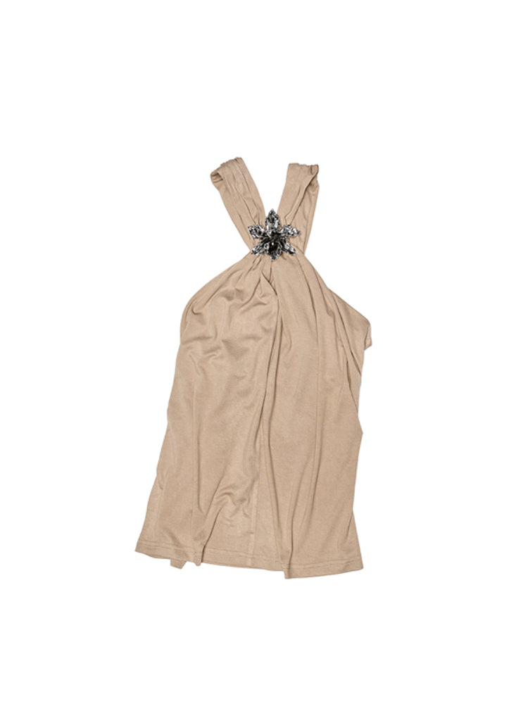 High-Elastic V-Neck Knotted Acetate Camisole - CHINASQUAD