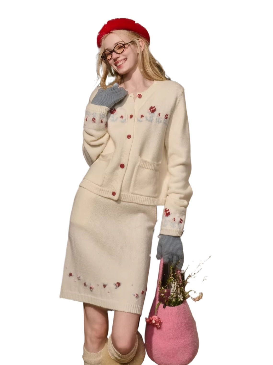 Wool-Blend Embroidered Knit Set