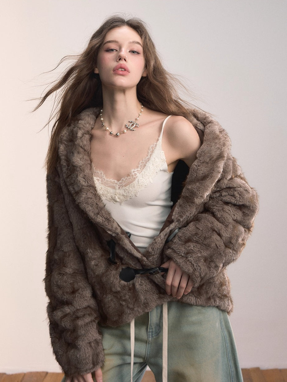 Reversible Faux Fur Toggle Jacket