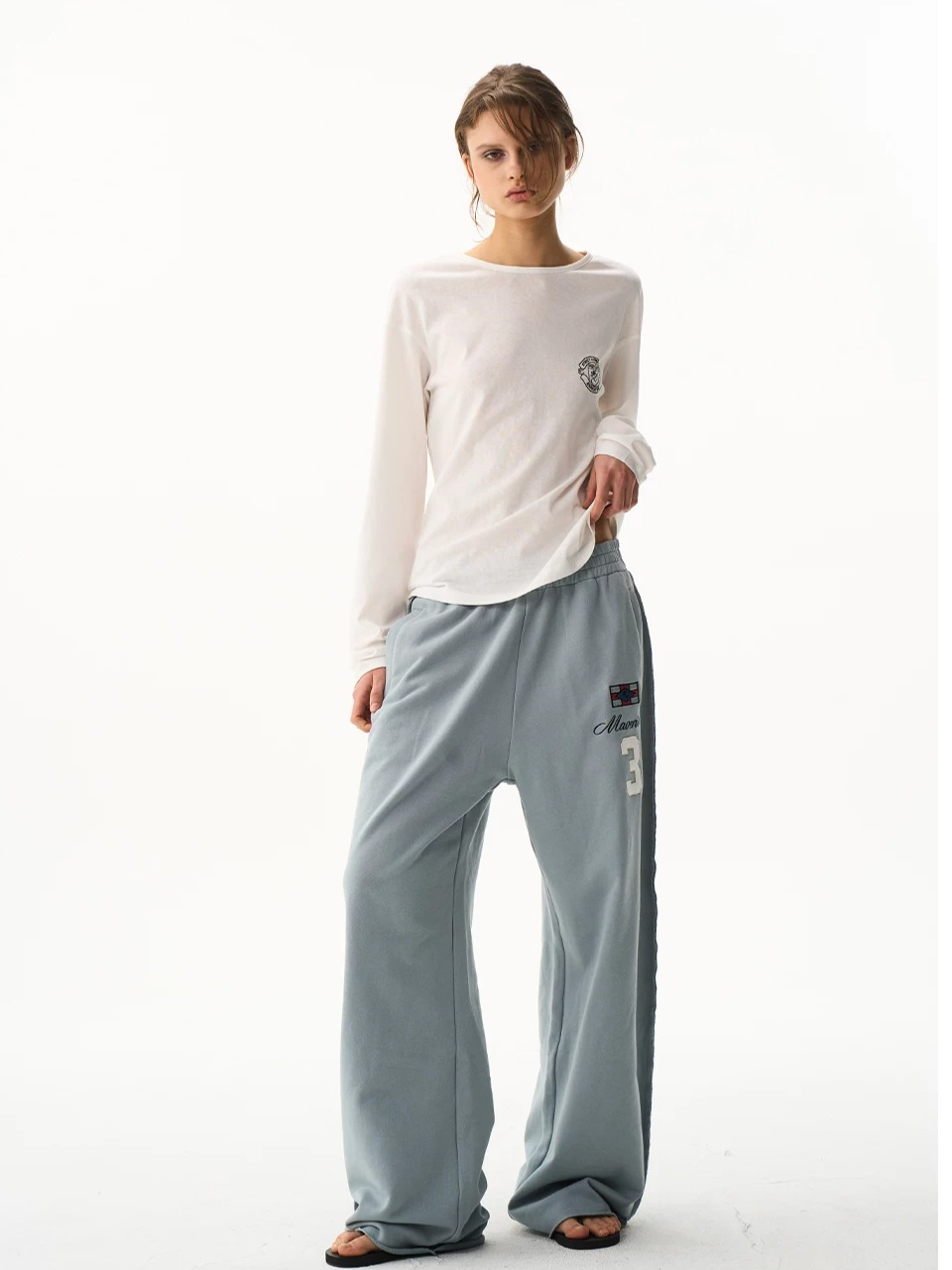 Multi-Color Embroidered Raw-Edge Sweatpants