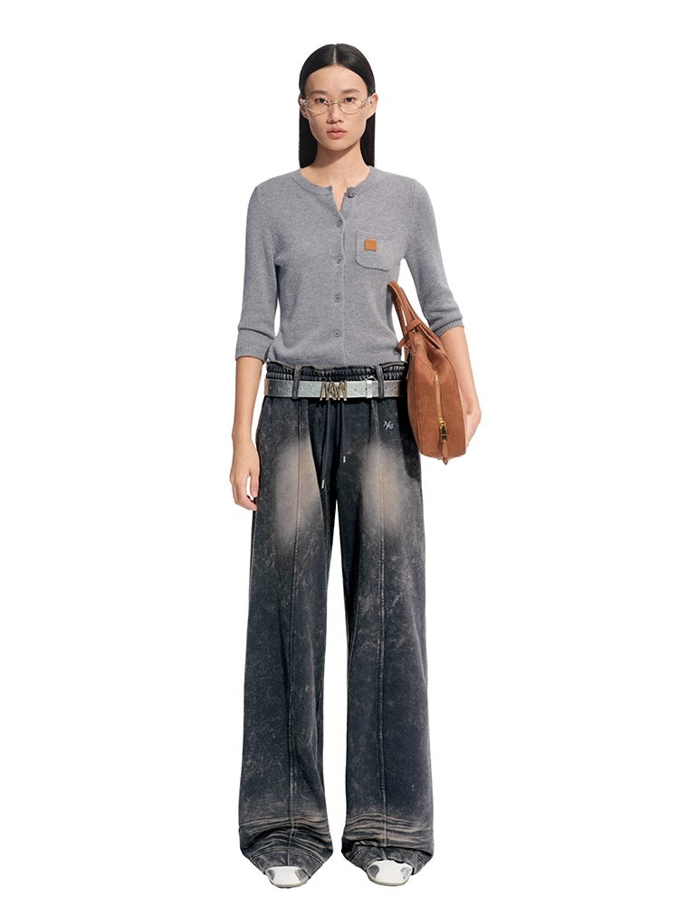 Cashmere Round Neck Regular Shoulder Cardigan - CHINASQUAD