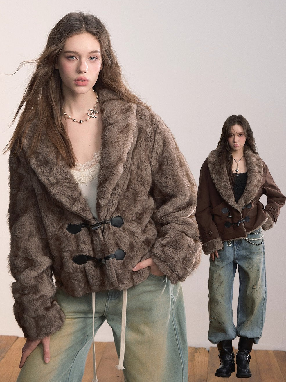 Reversible Faux Fur Toggle Jacket