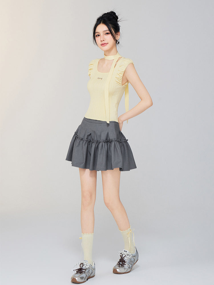High - waist A - line Slimming Puff Skirt
