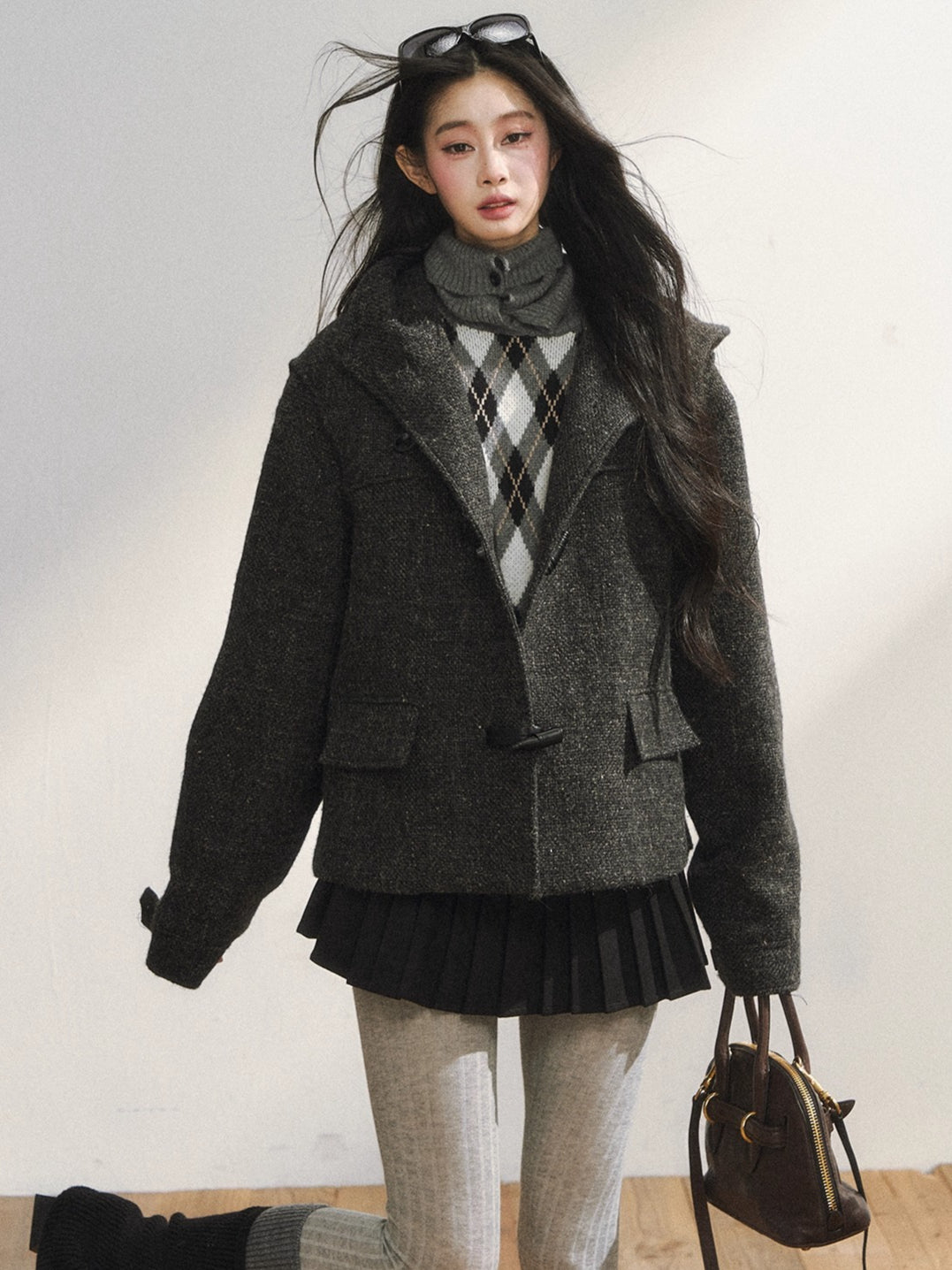 Two-Tone Wool Duffle Jacket