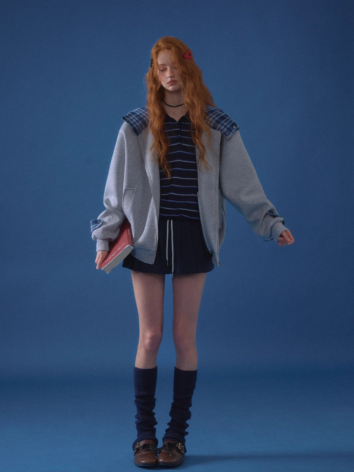 Patchwork Loose Embroidered Zip-Up Hoodie - CHINASQUAD