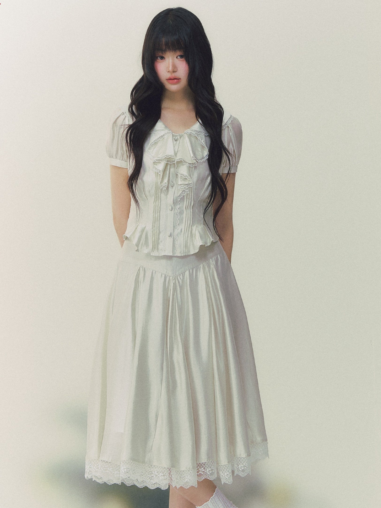 White Tulip Shirt & Midi Skirt Set