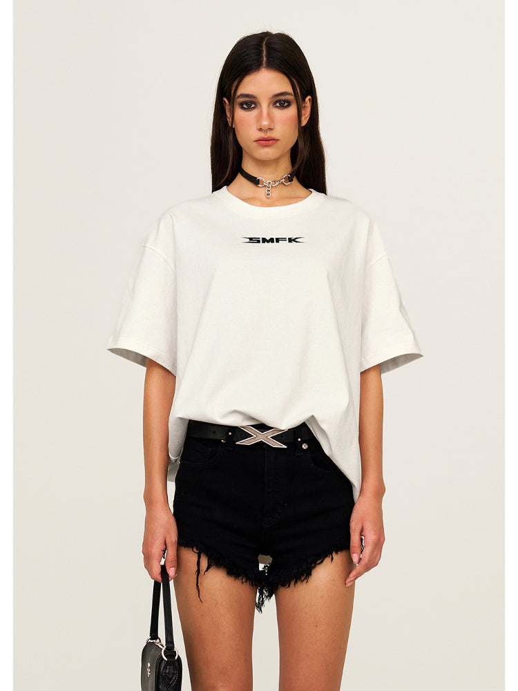 Cotton Printed Black & White Short Sleeved T-shirt - CHINASQUAD