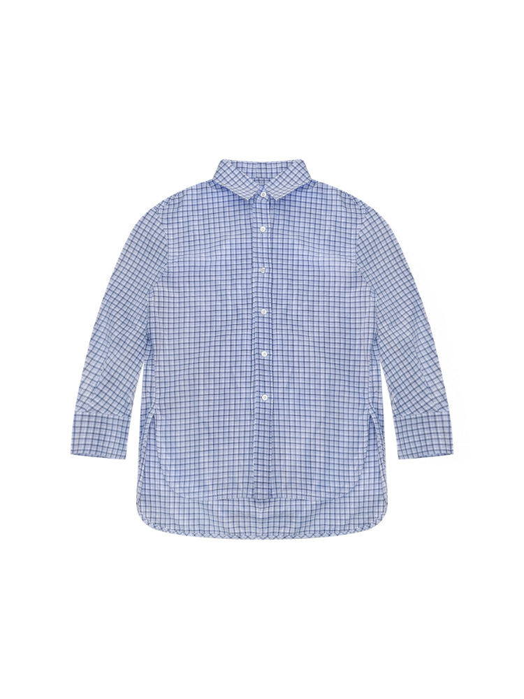 Vintage College Style Blue Plaid Shirt - CHINASQUAD