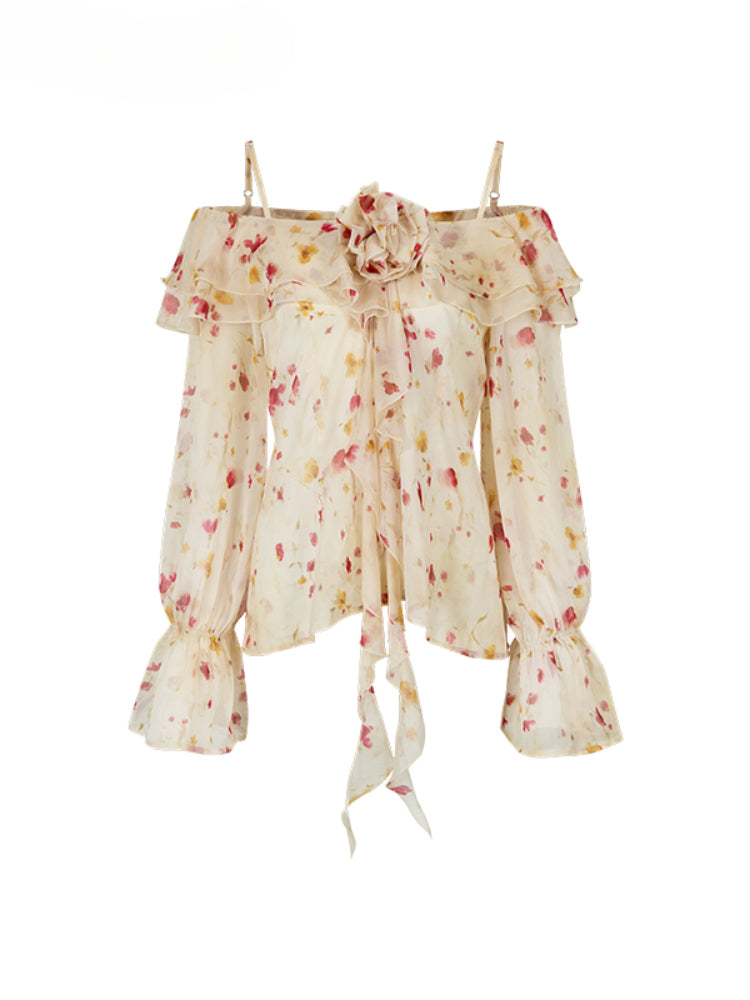 Floral Camisole Off-Shoulder Top - CHINASQUAD