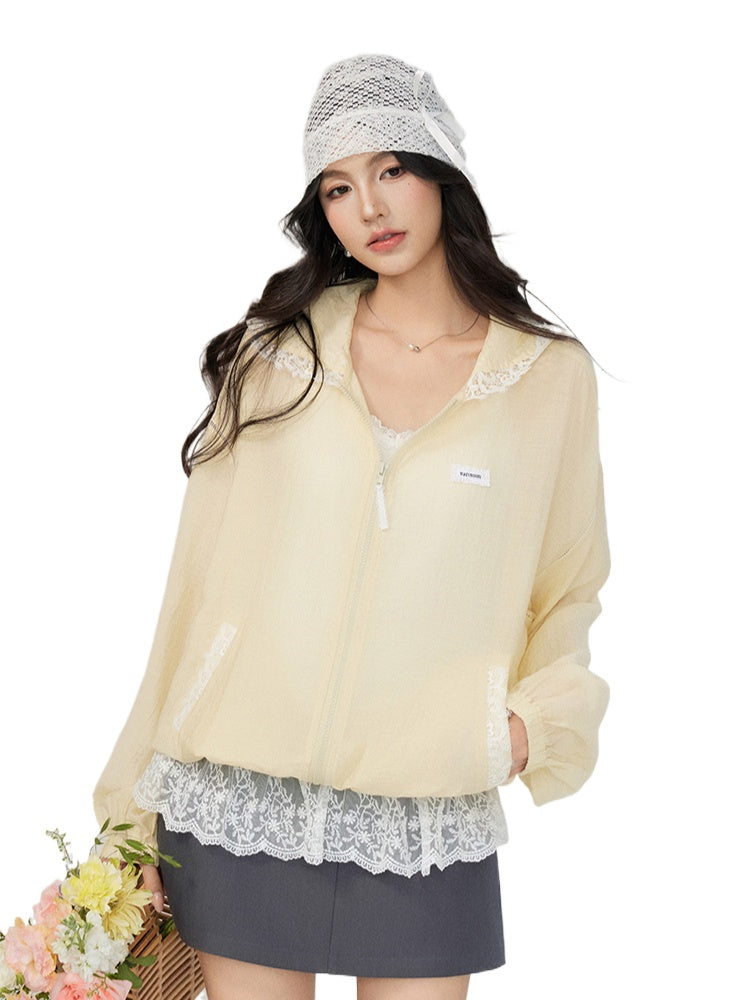 Lace Trimmed Oversized Sun Protection Coat - CHINASQUAD