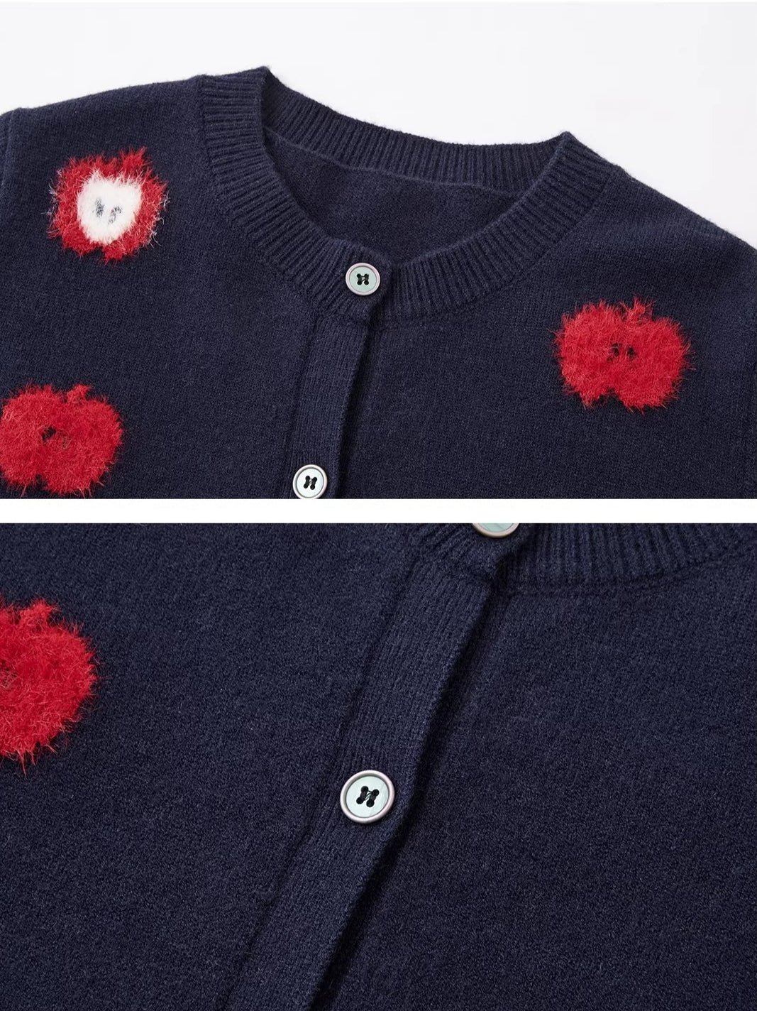 Plush Apple Jacquard Knit Cardigan