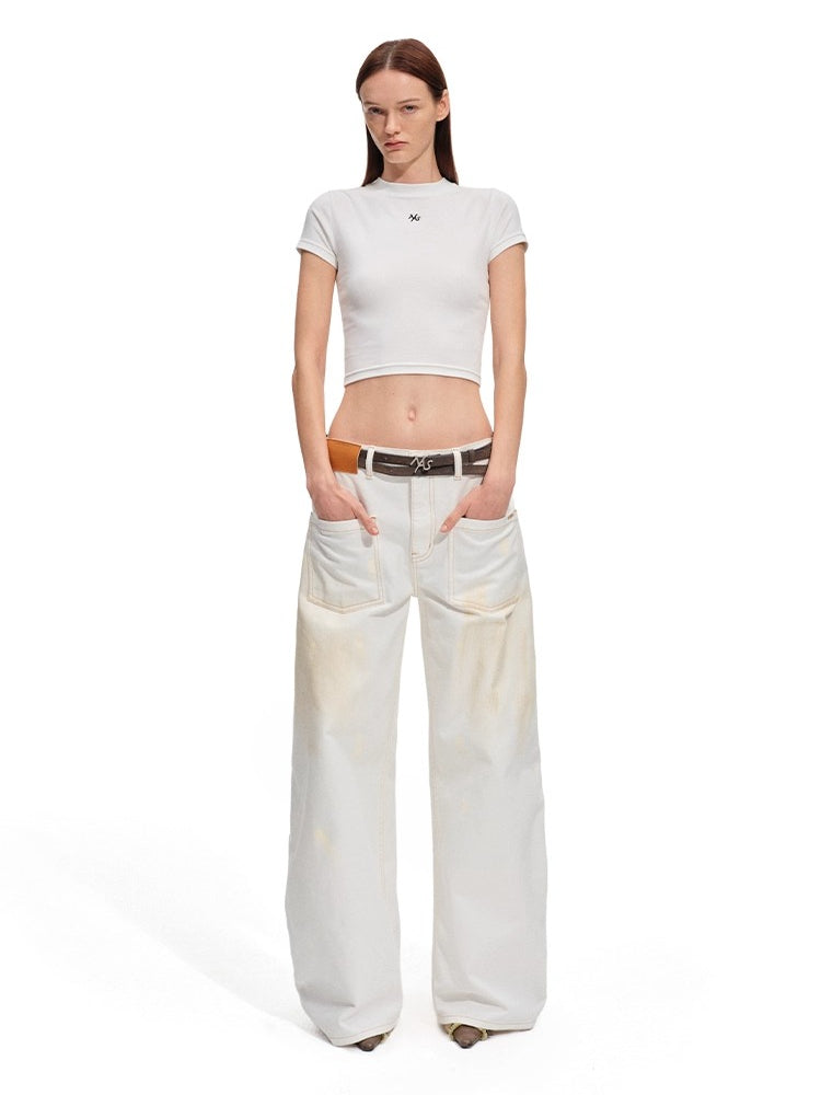 Polar Washed Twill Denim Wide-Leg Jeans