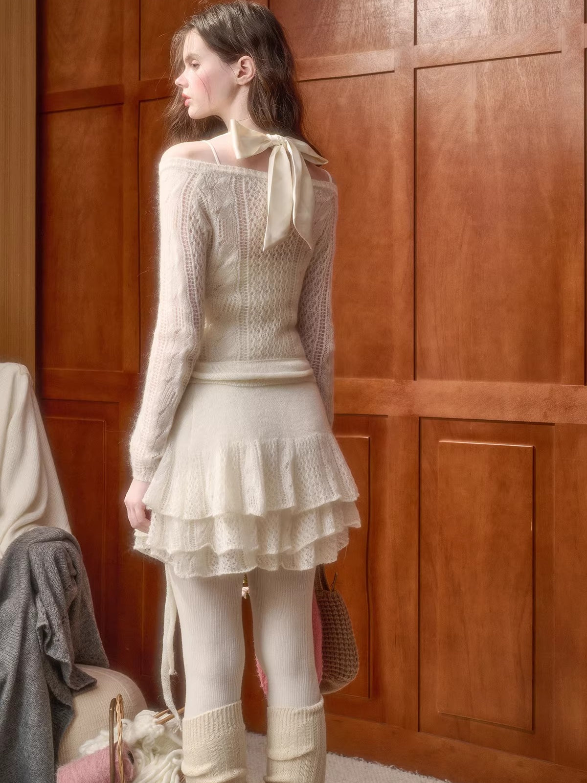 Mohair Wool-Blend Cloud Knit Set