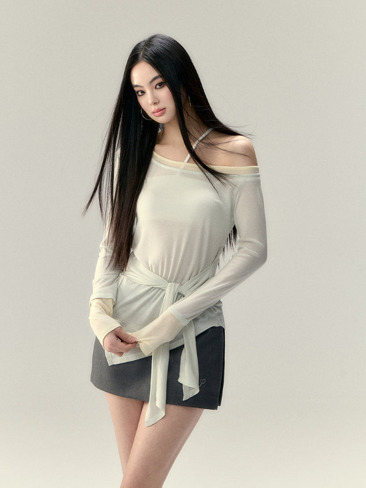 Irregular Color Block Tie-Back Sun Protection Cover-Up - CHINASQUAD