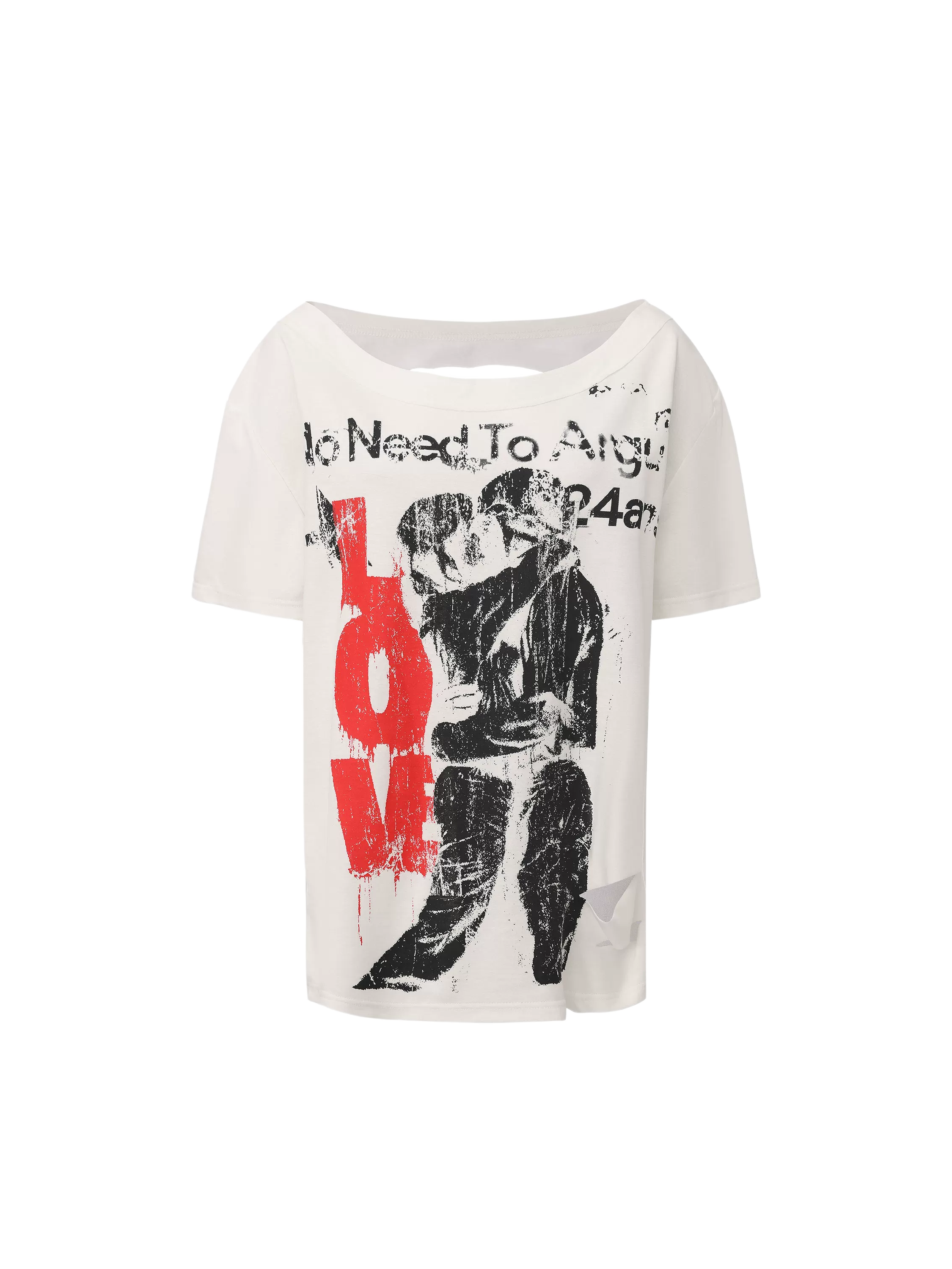 Laser-Burn Punk Graphic Oversized T-Shirt