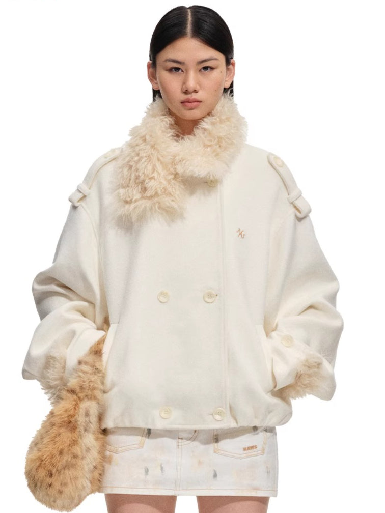 Polar Shearling Collar Wool Jacket