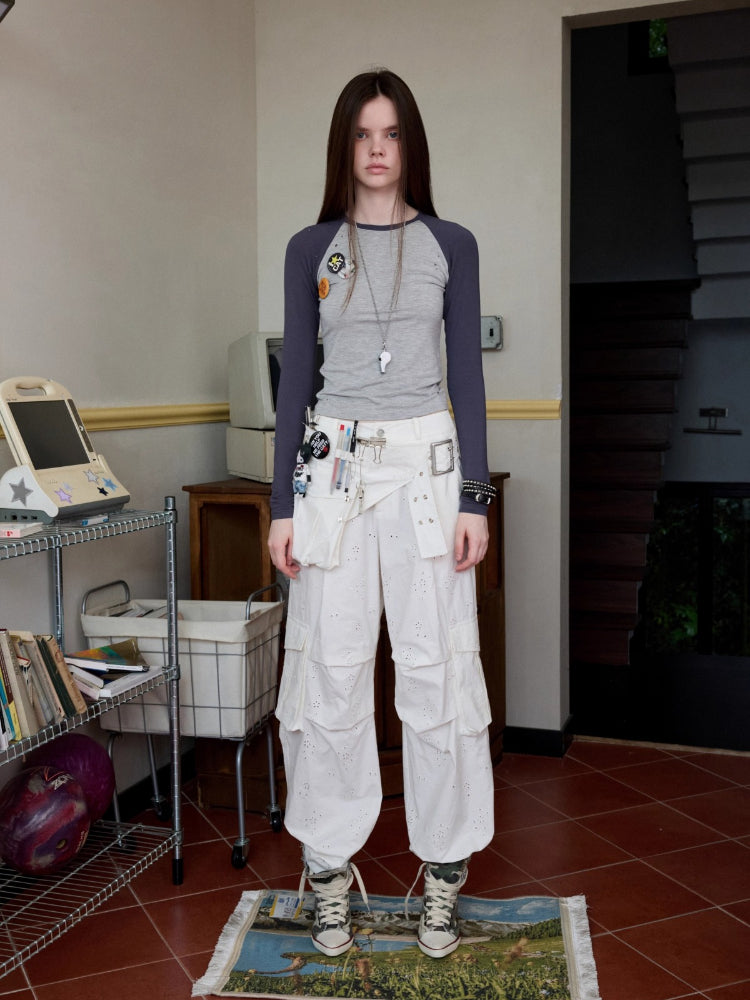 Embroidered Jacquard Utility Multi-Pocket 3D Waist Bag