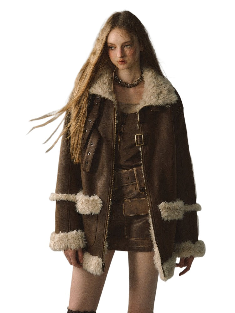 Brown Reversible Suede Jacket - CHINASQUAD