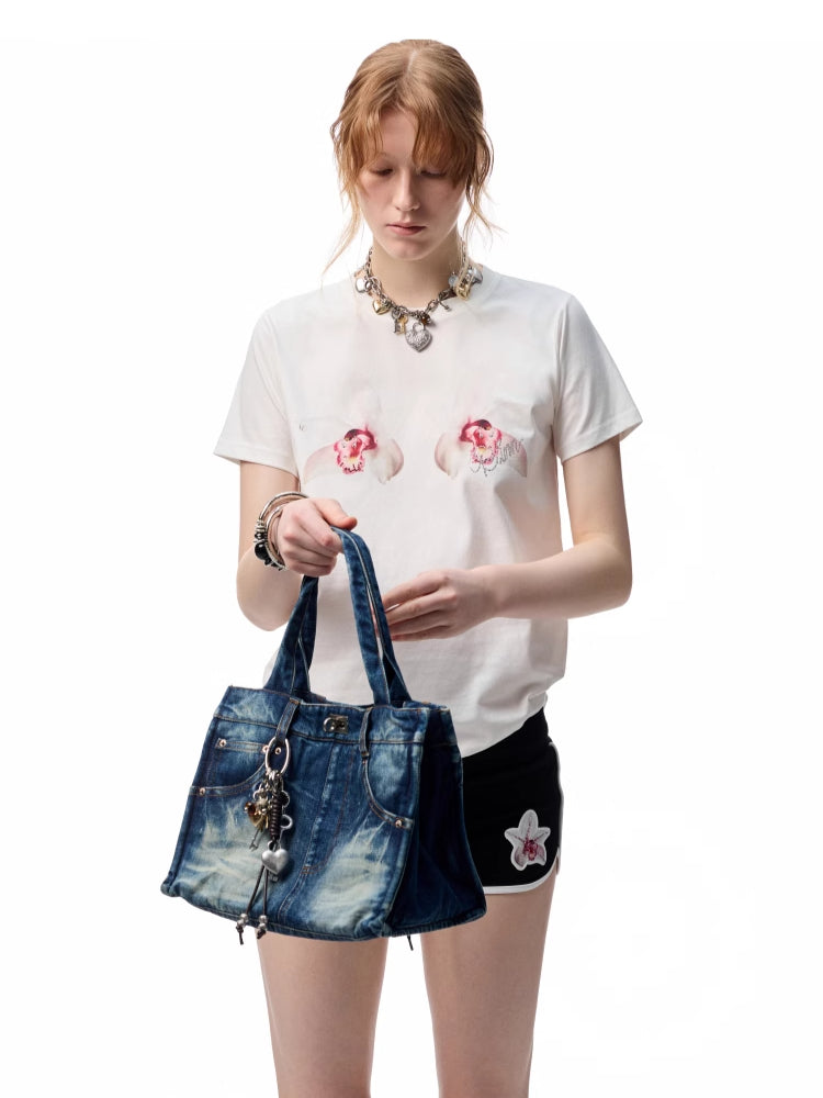 Printed Loose Austrian Rhinestone T-shirt - CHINASQUAD