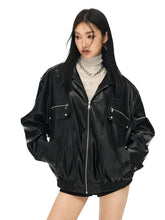 Black & White Vintage Silhouette Collar Moto Jacket - CHINASQUAD