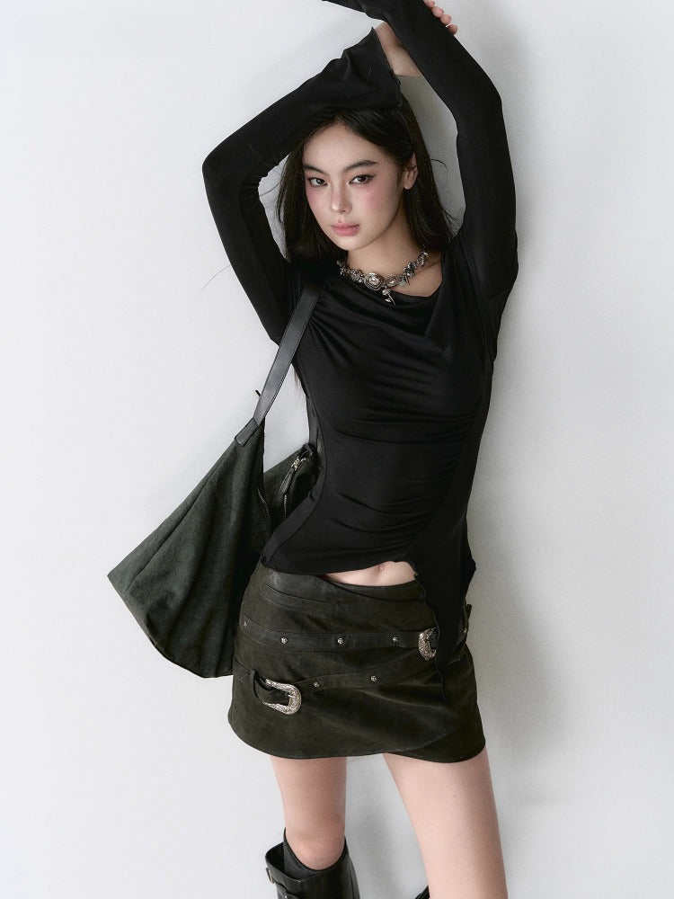 Asymmetrical Off-shoulder Slim Fit Blouse - CHINASQUAD