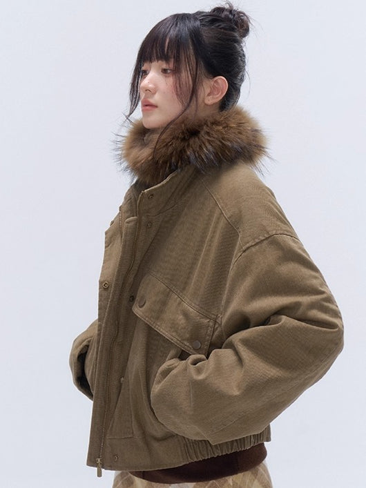 Vintage Washed Cotton Padded Workwear Jacket