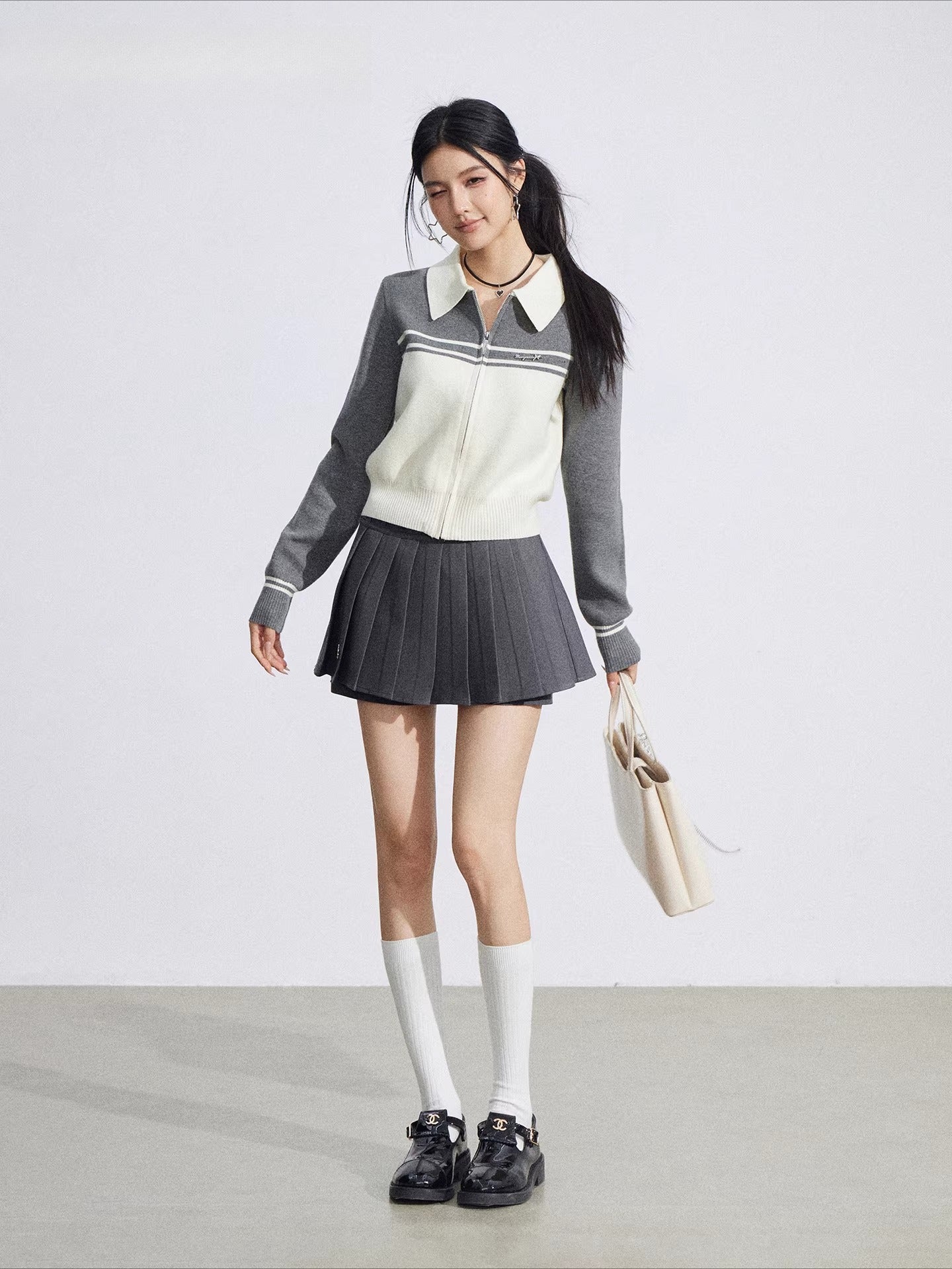 Pleated Layered Mini Skirt