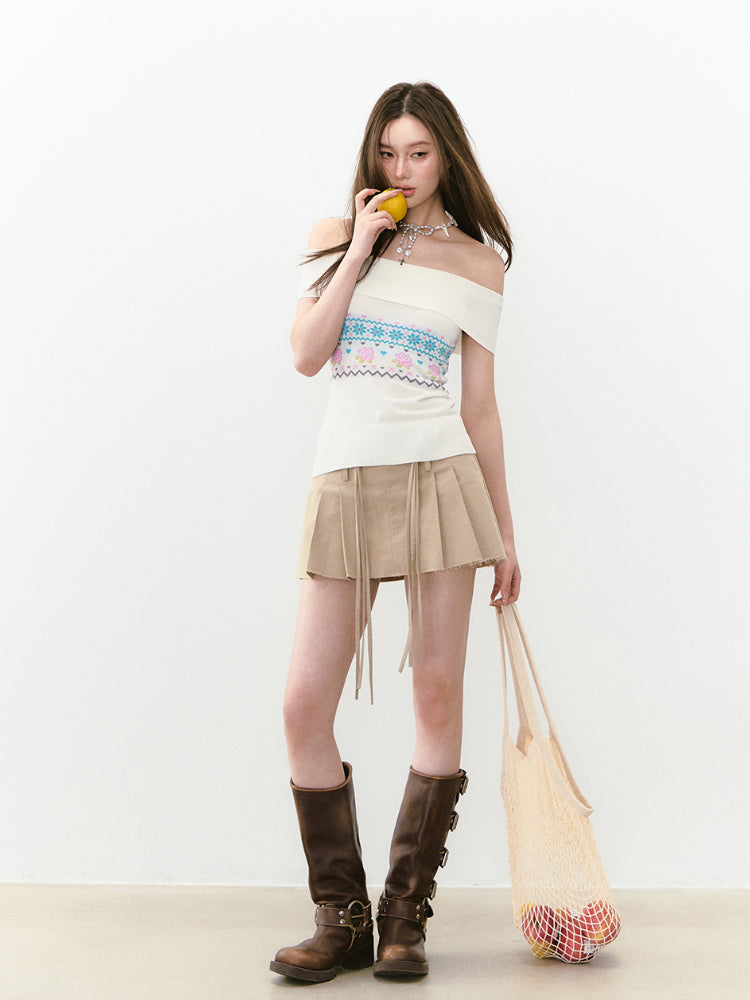 Floral Lace Off-Shoulder Vest - CHINASQUAD