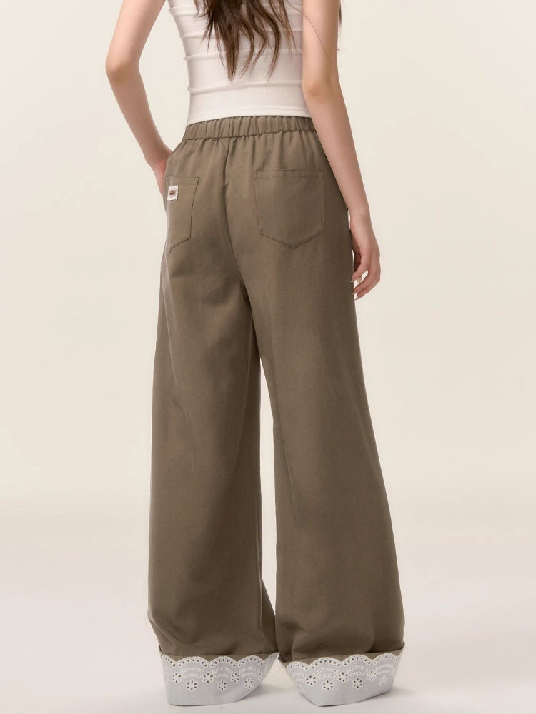 Lace Trim Patchwork Trousers - CHINASQUAD