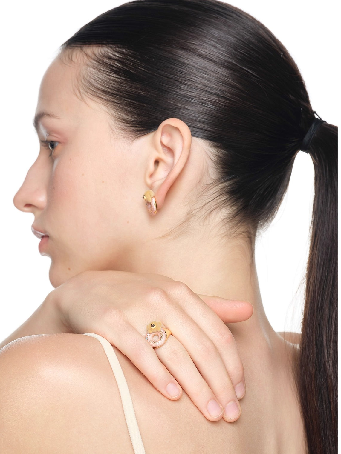 Pink Donut Teddy Ring