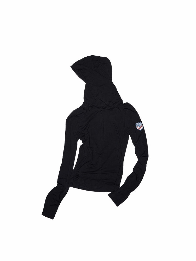 Hooded Zip-up Long-sleeve T-shirt