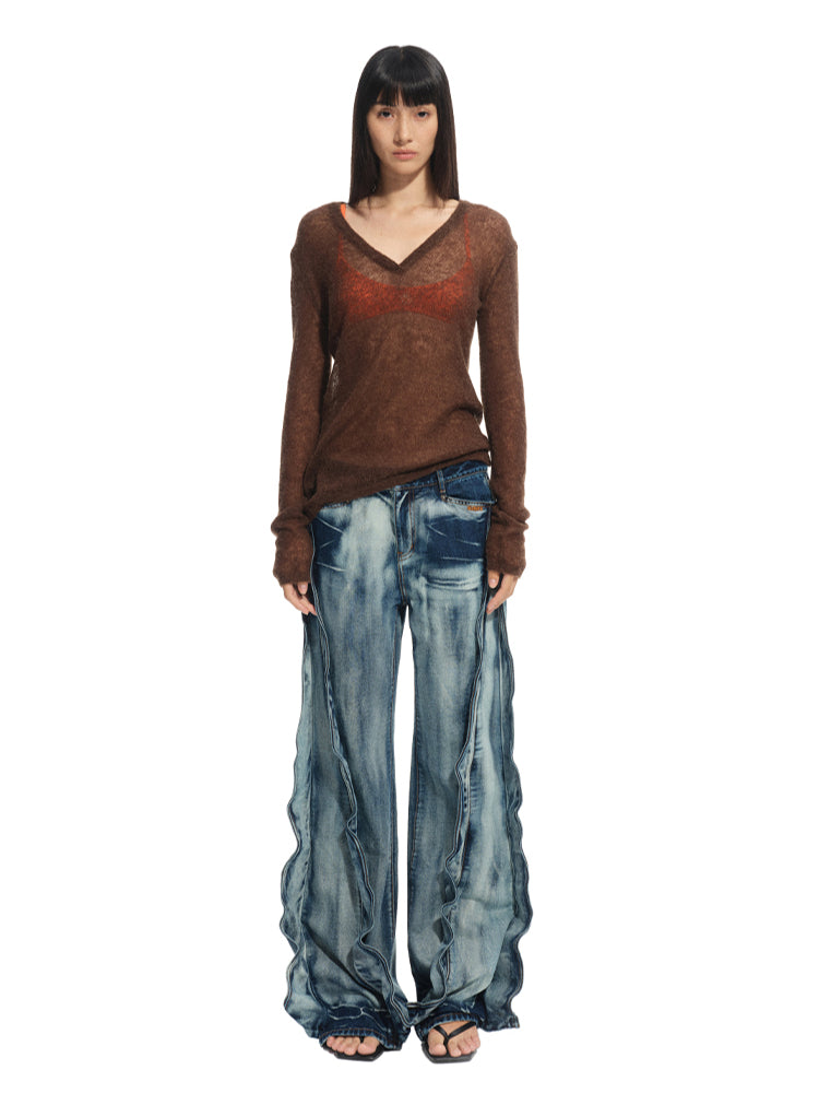 Alpaca Irregular Thin Long-sleeve Blouse - CHINASQUAD