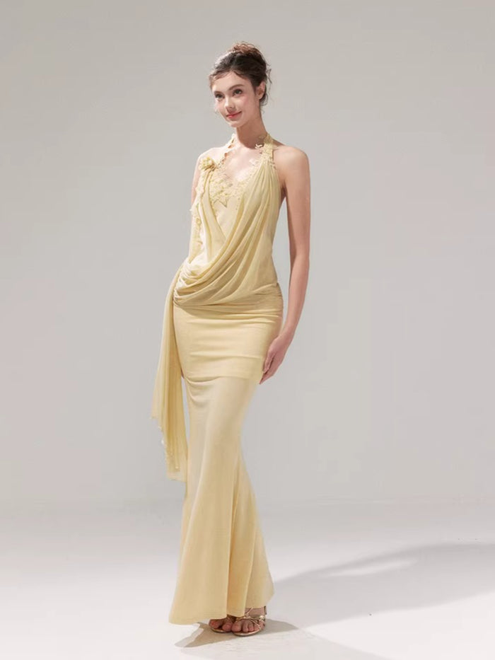 Knit Mesh Top Camisole & Maxi Skirt Set